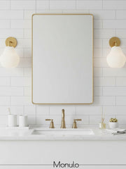 Rivrona Ribbed Glass Wall Sconce - Modern Milk Glass Vanity Light